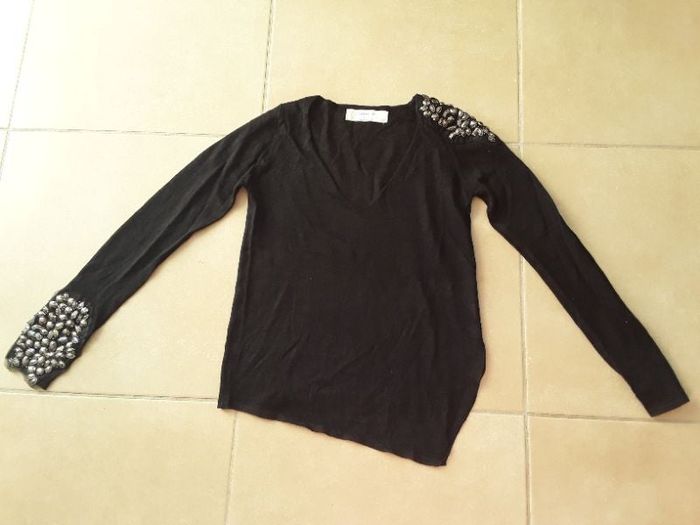 Petit pull noir asymétrique femme XS ZARA TBE
