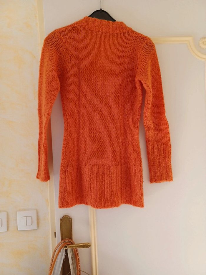 Pull long col V orange cuivré taille 0 Mim - photo numéro 4