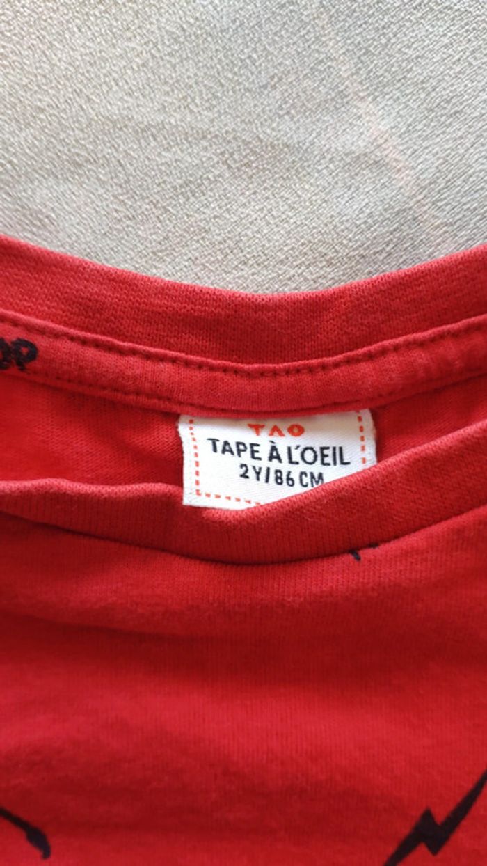 T-shirt manches longues 2 ans rouge tape a l'oeil - photo numéro 2