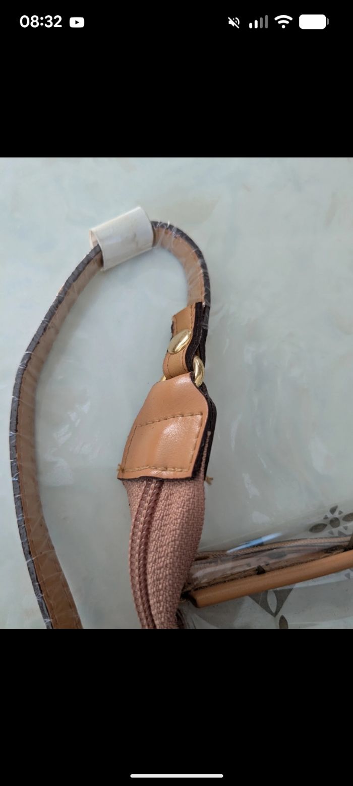 Magnifique sac vintage transparent imprimé beige-camel. - photo numéro 8