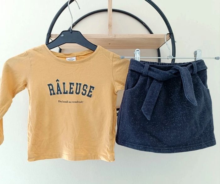 3 ans ensemble Teeshirt Tape à l'oeil et jupe Gémo