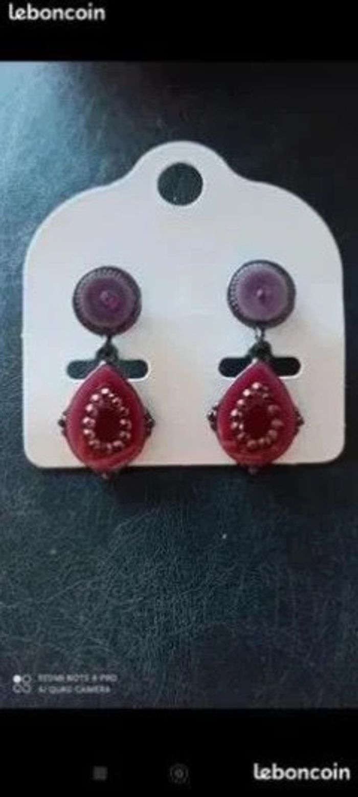 Boucles d'oreilles Ikita lilas rose 3,5 cm - Neuf et tendance