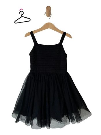 Superbe robe noire bi-matière à bretelles - Petit Bateau 6 ans (114cm)