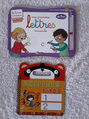 Lot 2 livres-ardoises lettres et chiffres