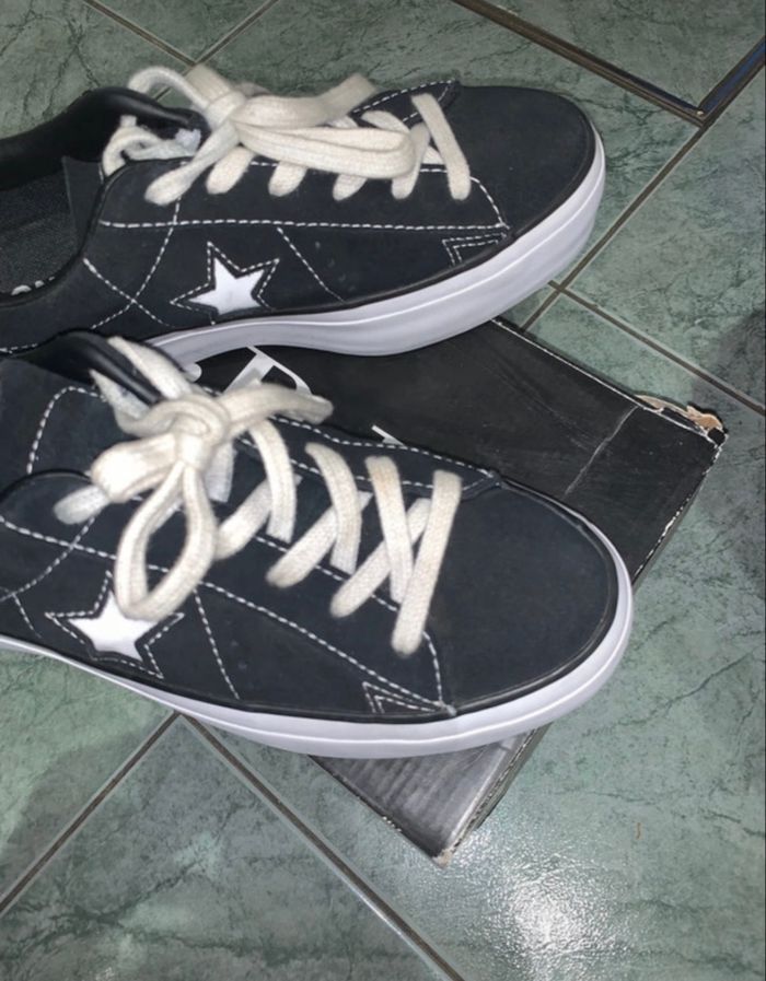 Converse compensées en daim noir 37 - photo numéro 2