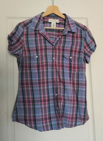 Chemisier a carreaux rose, bleu, noir, taille 40