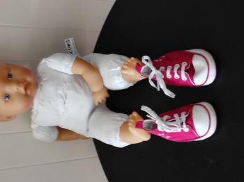 Baskets souples bébé fille 6 mois – lacets, motif fleur, rose