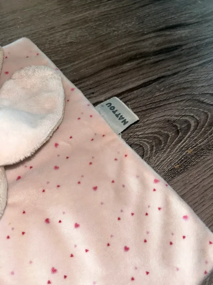 Doudou plat Lapin Nina rose beige attache tétine NATTOU - photo numéro 3