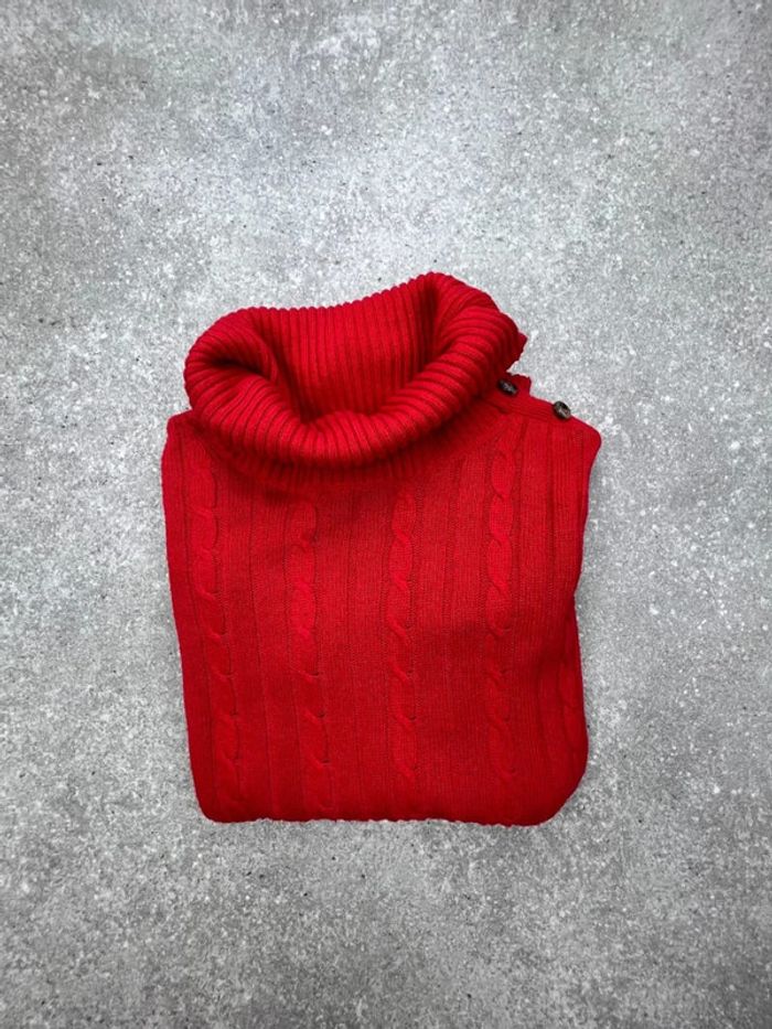 🧥 Pull rouge à col roulé torsadéTommy Hilfiger taille M 🧥