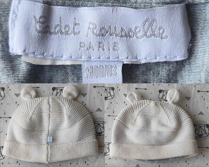 Bonnet avec des petites oreilles taille 0/3 mois