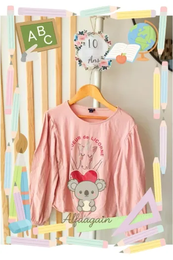 Haut 10ans licorne rose