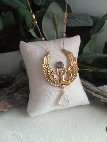 Collier déesse égyptienne, labradorite et nacre