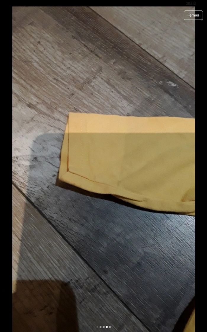 Tee shirt manche longue jaune écriture bleu - photo numéro 5