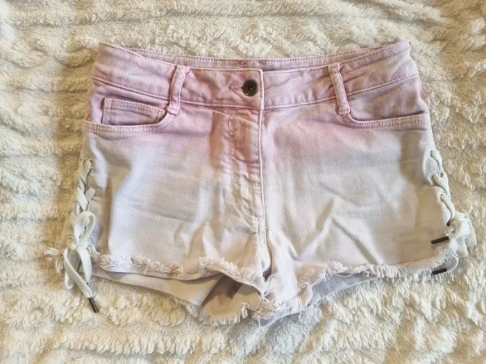 Original Short Sandro tie dye rose pastel blanc avec laçage sur les cotés impeccable! T S/ 36