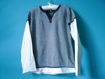 Pull Fille Vertbaudet 8 ans Gris rayé effet superposé tbe