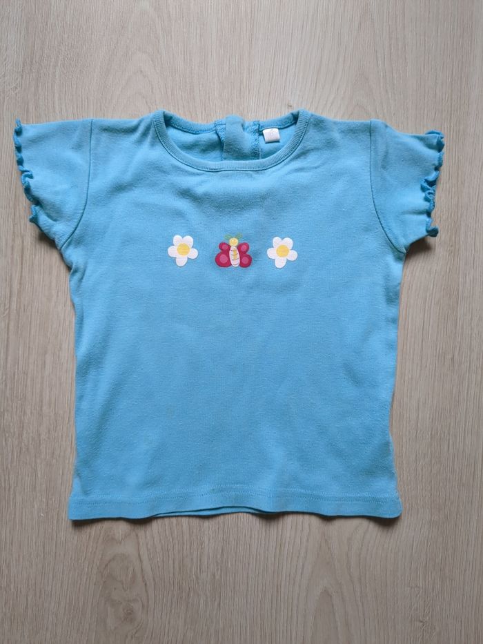 T-shirt bleu papillon 24 mois