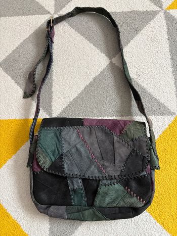 Sac à bandoulière en cuir vintage multicolore