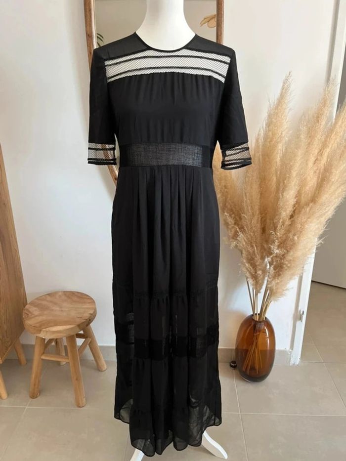 Longue robe noire ajourée Sandro - photo numéro 2