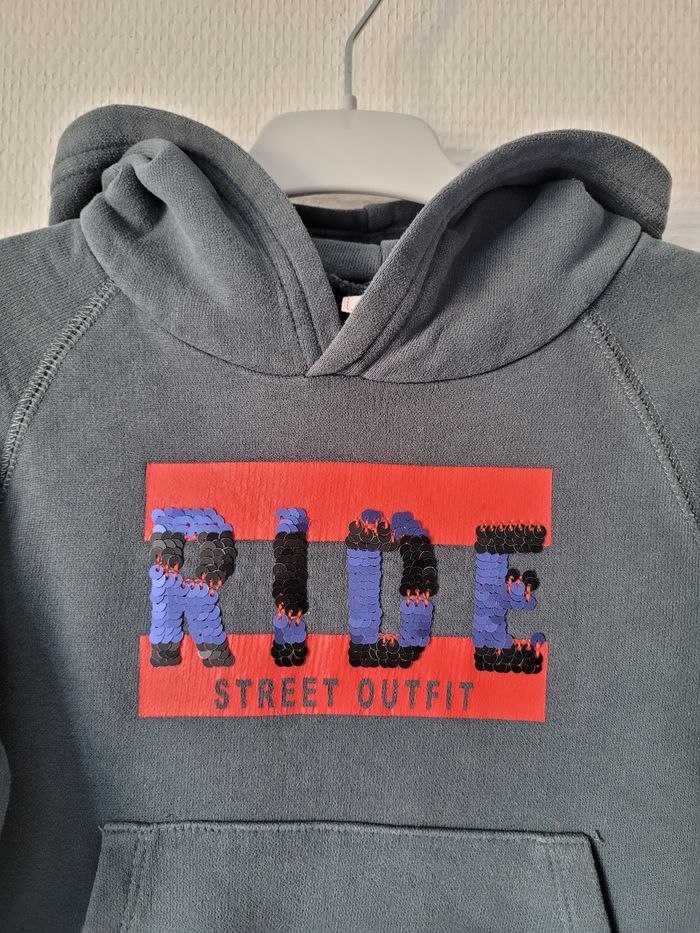 Sweat à capuche gris TAO 4 ans TBE - photo numéro 2