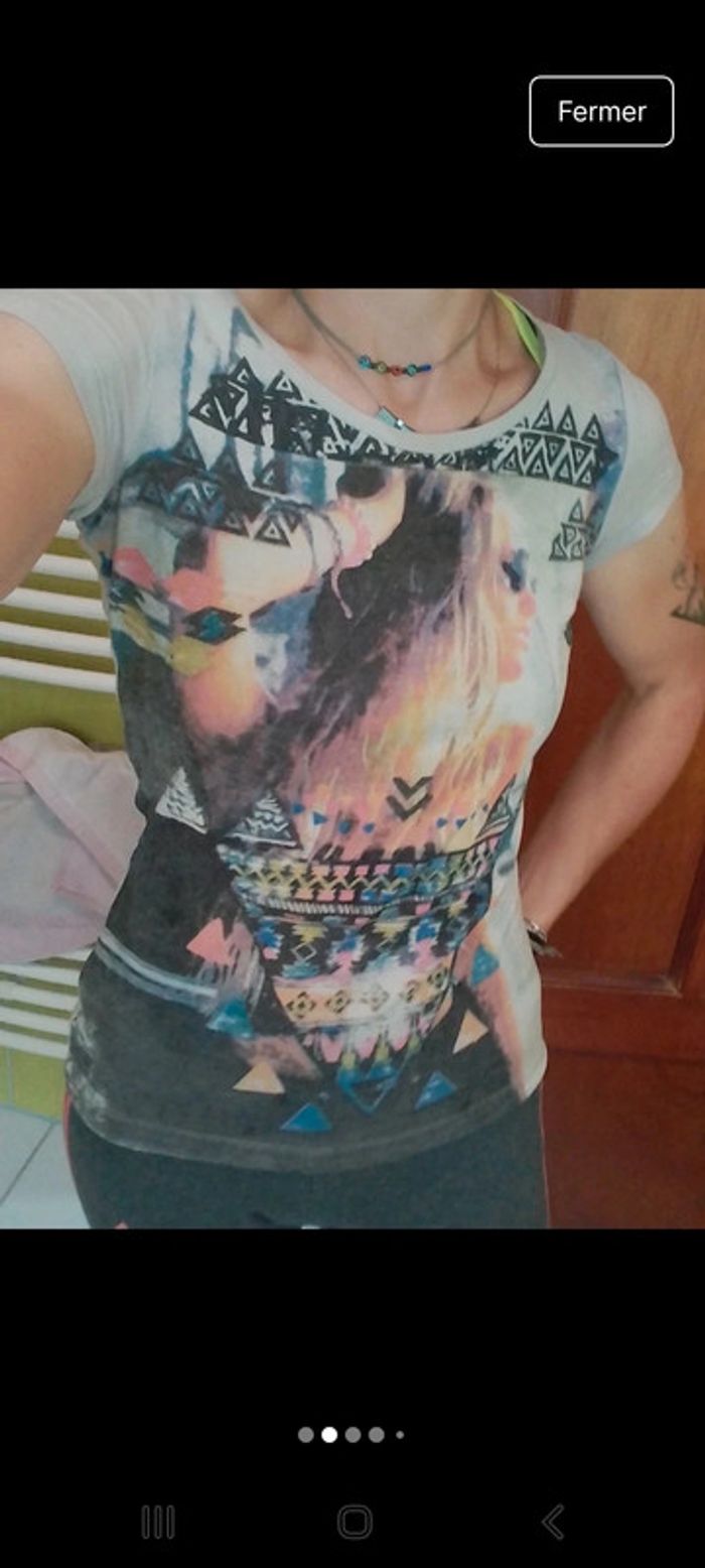 T-shirt gris femme Motif femme Complices - photo numéro 2