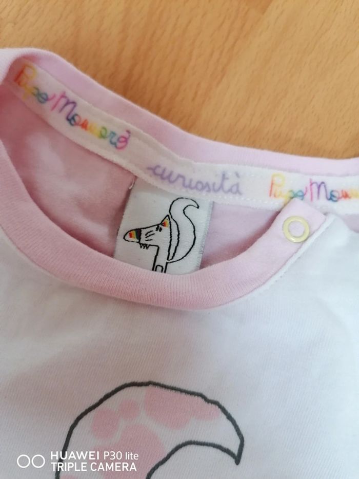 T-shirt blanc et rose 9 mois - photo numéro 7