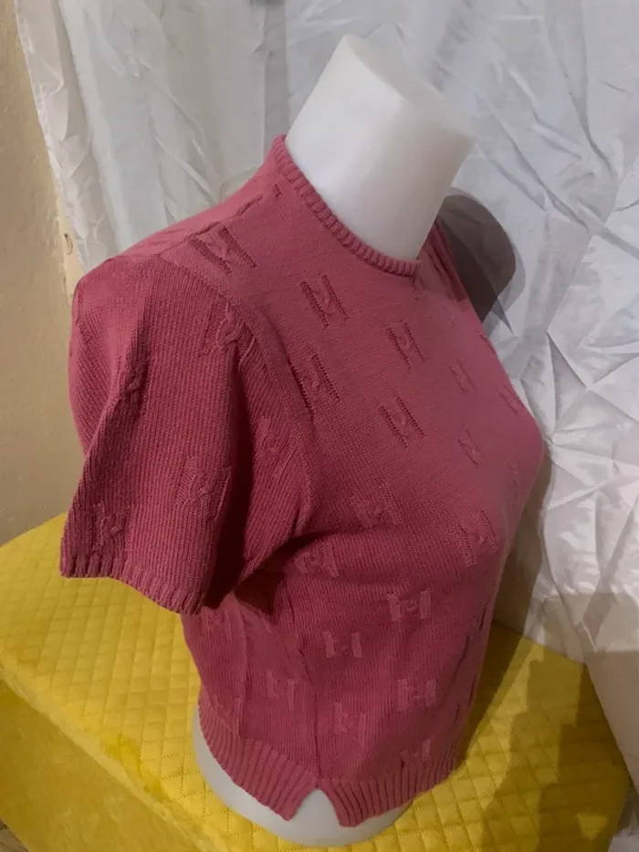 Pull vintage manches courtes fushia taille S/M - photo numéro 5