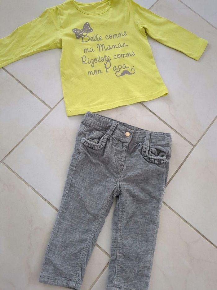 Ensemble jeans Tape à l'oeil et tee shirt kitchoun 12 mois