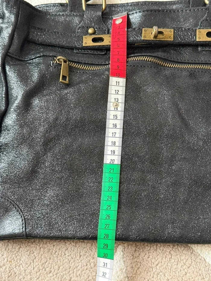 Grand sac noir en cuir véritable – Genuine leather - photo numéro 3
