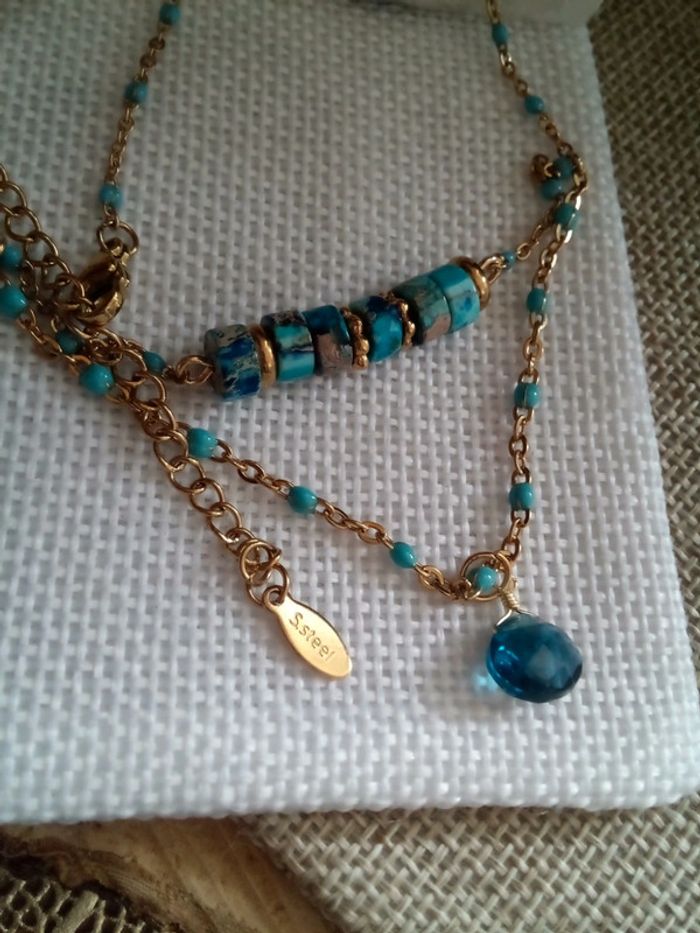 Collier en pierres de jaspe océan