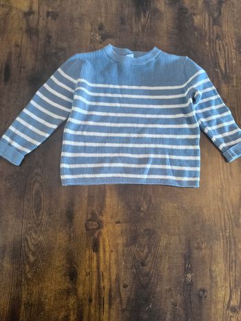 Pull fin marinière bleu et blanc 3 ans