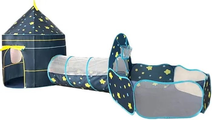 Tente 3 en 1 avec tunnel et piscine à boules château - photo numéro 2