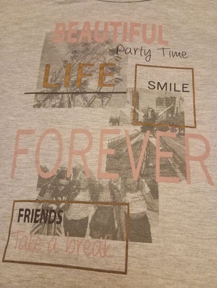 Tee-shirt court  mc détail broderie épaule 12 ans LH 152cm - photo numéro 2