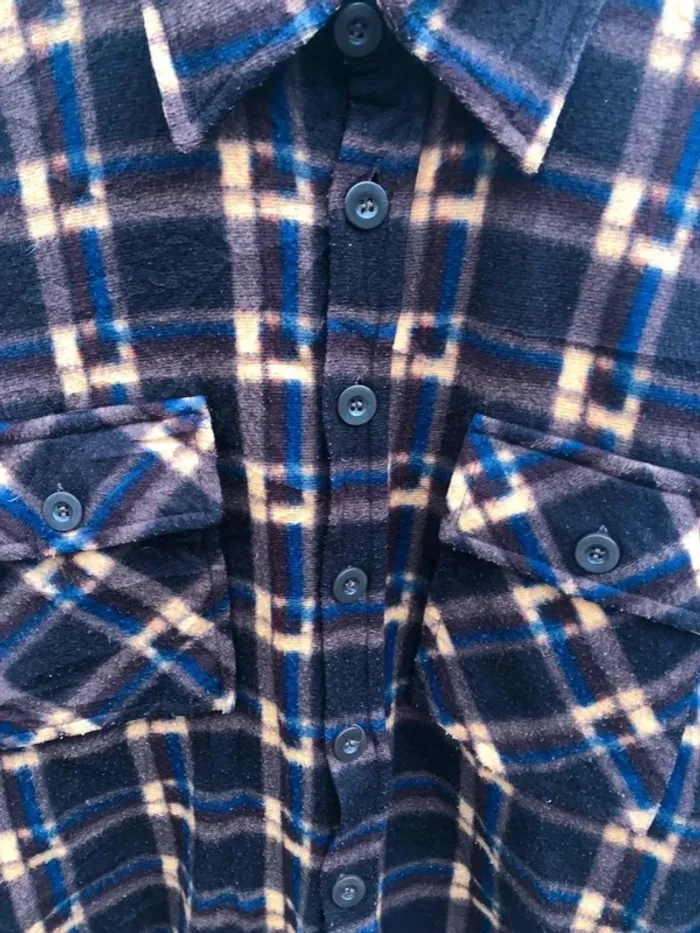 Lumberjack Flannel Plaid Polaire shirt chemise brown blue Mens XL - photo numéro 2