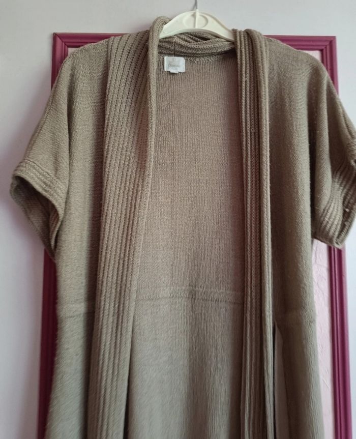 Gilet beige long sans manches T.3 (42) - photo numéro 3