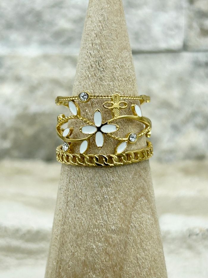 Bague doré et blanche  en acier inoxydable