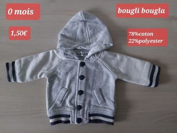 Veste grise légère garçon 0 mois