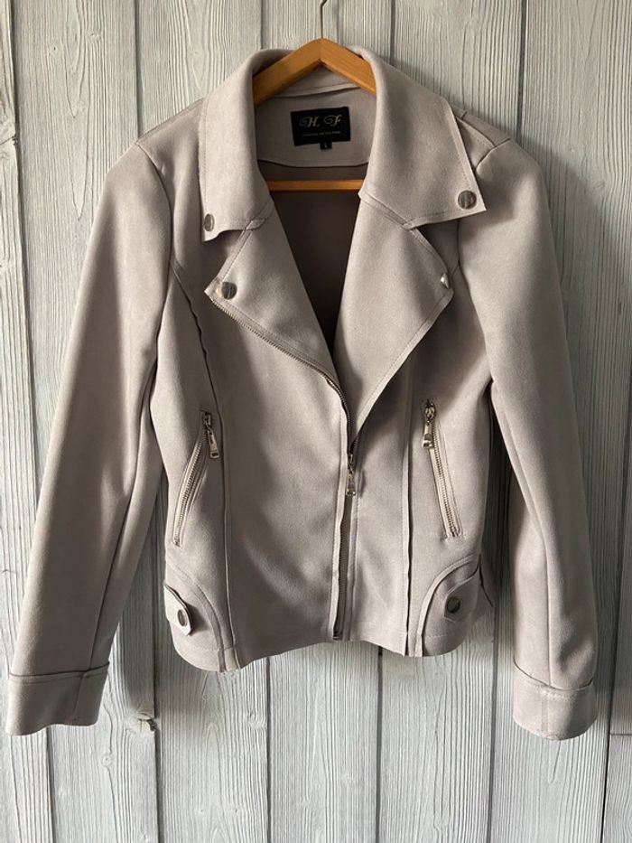 🩶 Veste blouson femme en suédine grise Taille L 🩶 - photo numéro 2