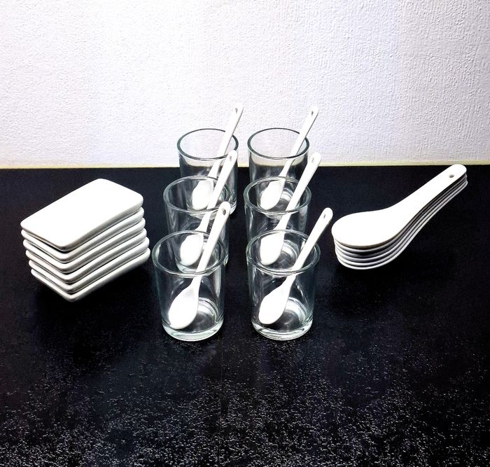 Set apéritif neuf – 6 verrines + cuillères + ramequins