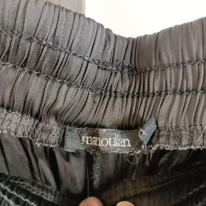 Pantalon large noir plissé taille élastique fluide - taille 42 Manoukian A1389 - photo numéro 3