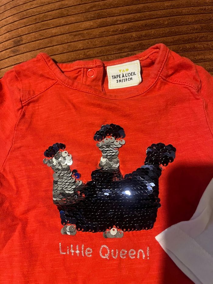 Tee shirts manches longues 3 mois bébé fille DPAM - photo numéro 6