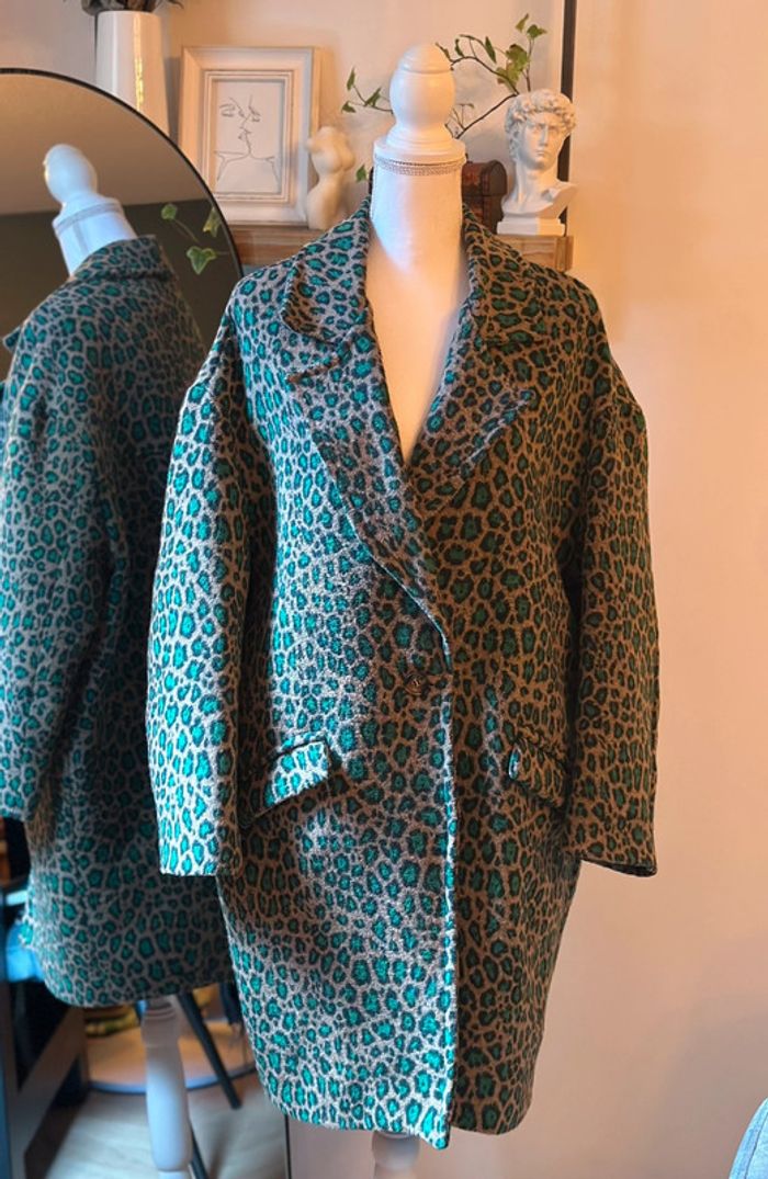 Manteau imprimé léopard vert – Garçonne – Taille unique - photo numéro 2
