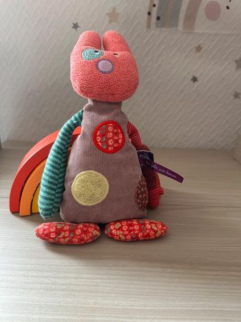 Doudou Moulin roty  lapin rose violet bleu