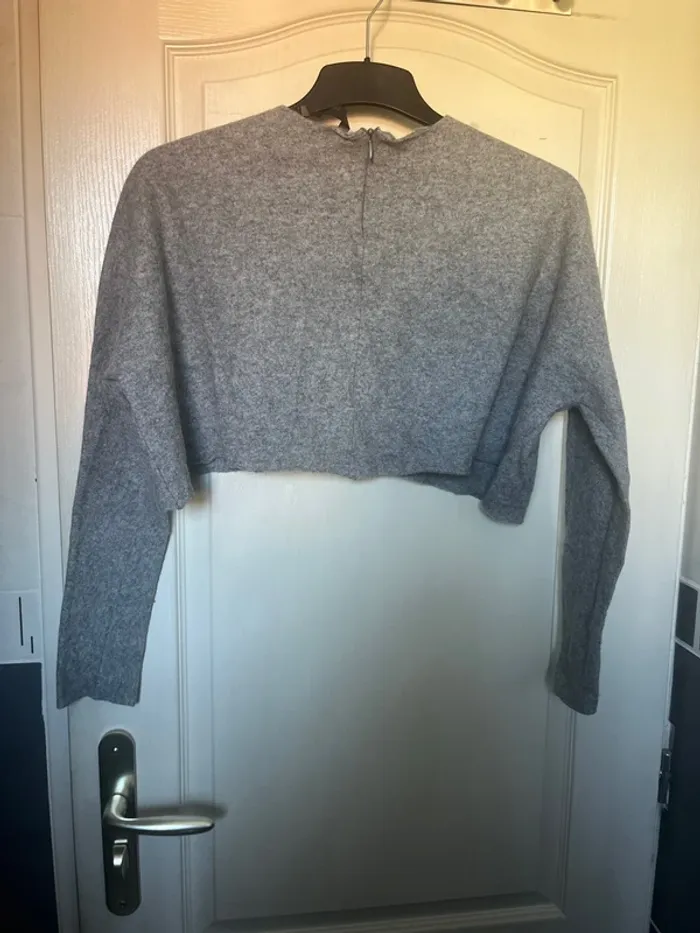Pull fin court gris Zara Woman taille M - photo numéro 3