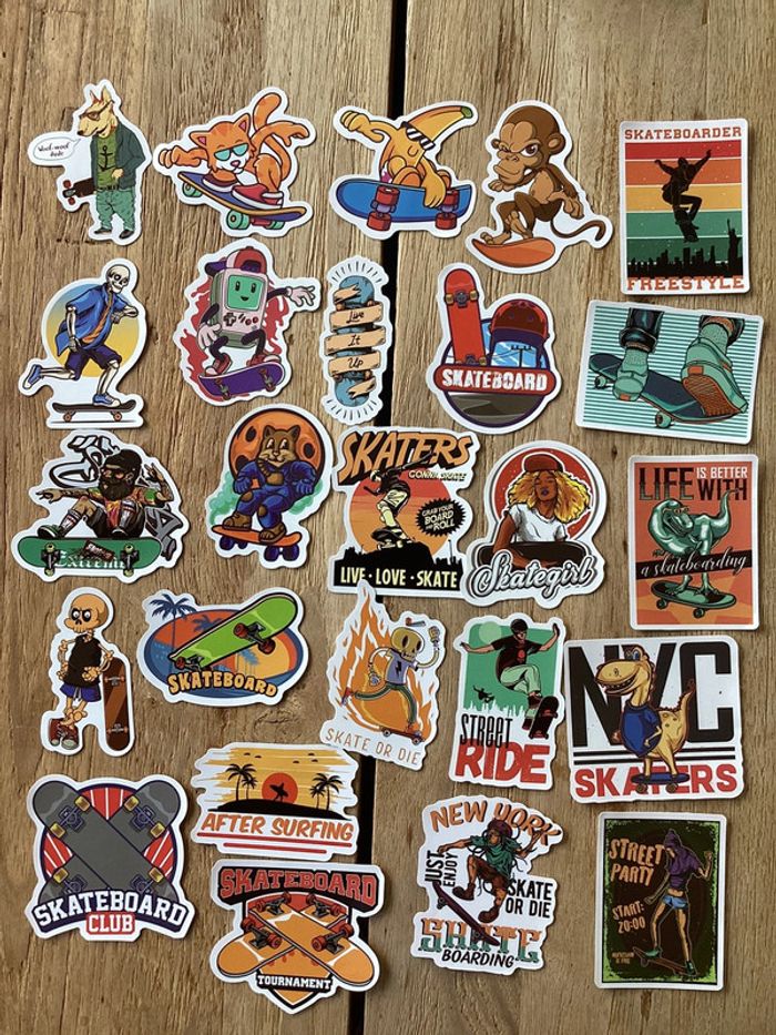 25 Stickers de skate, skateboard