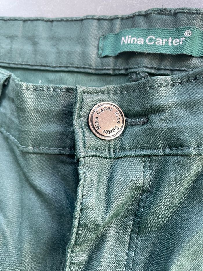 Pantalon hiver slim effet huilé vert - photo numéro 4