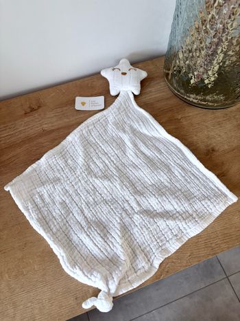 Doudou plat lange blanc etoile