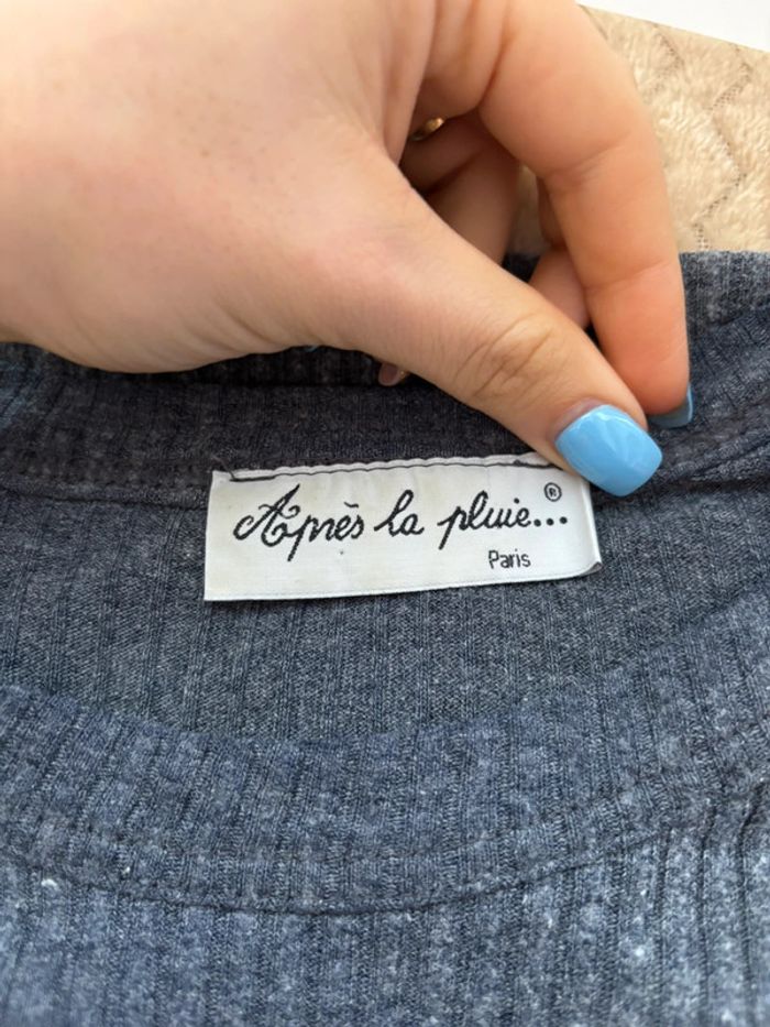 Pull gris côtelé manches longues - Après la Pluie Paris -femme taille S - photo numéro 3