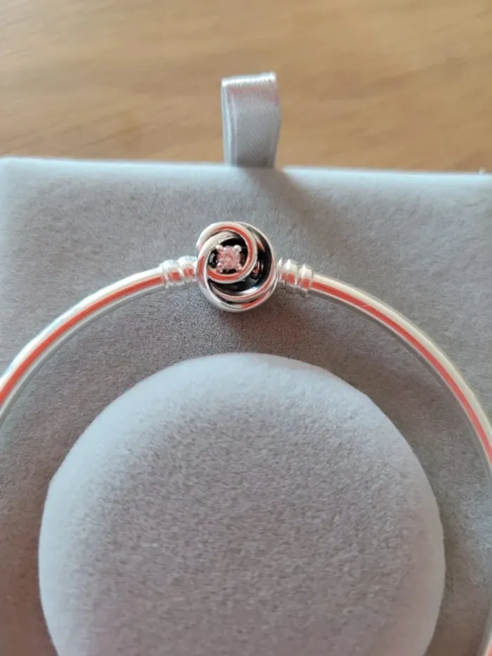 Bracelet jonc pandora argenté fleur - photo numéro 4