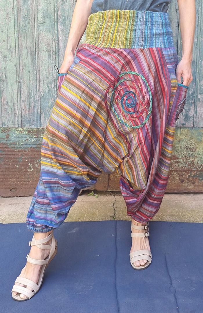 Pantalon sarouel coton coloré taille unique India - photo numéro 11