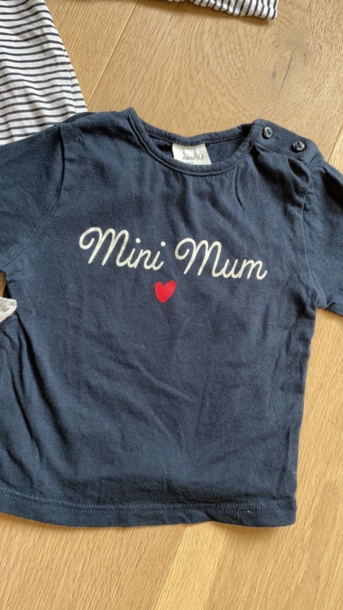 Lot de 2 tshirts marinière et marine ML TAO et Kiabi 12 mois - photo numéro 3